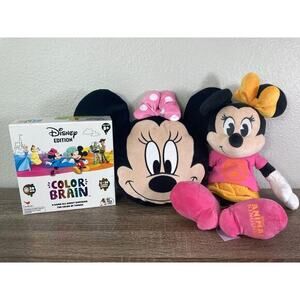 Disney Animal‎ Kingdom Minnie Mouse Plush Lot & Color Brain Game Bundle 8+ Years